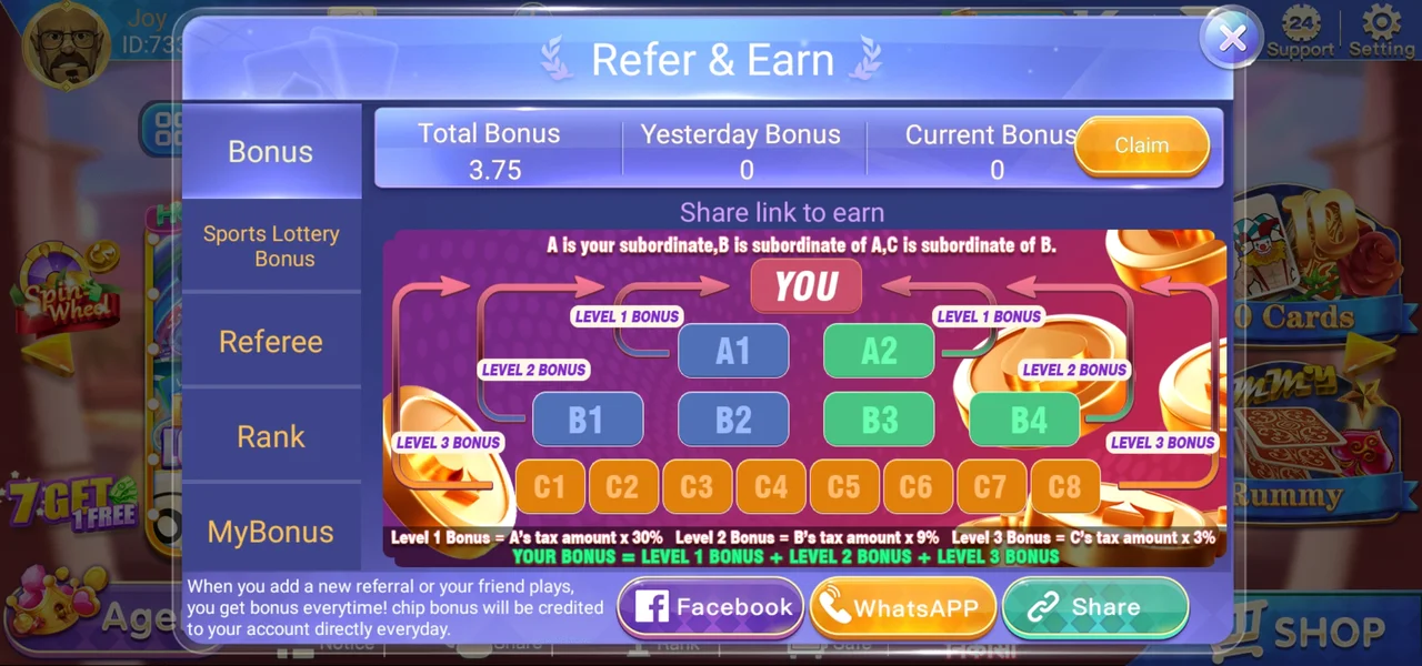 Joy Rummy Refer Earn