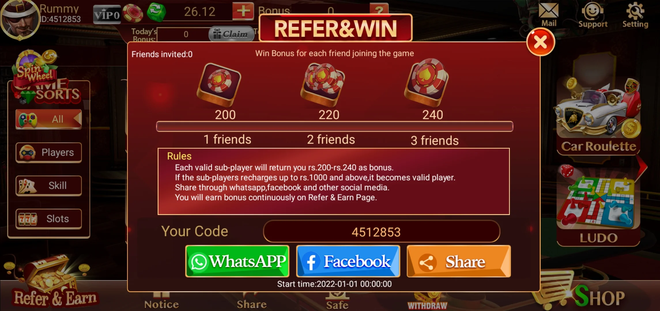 Rummy Google Refer Earn