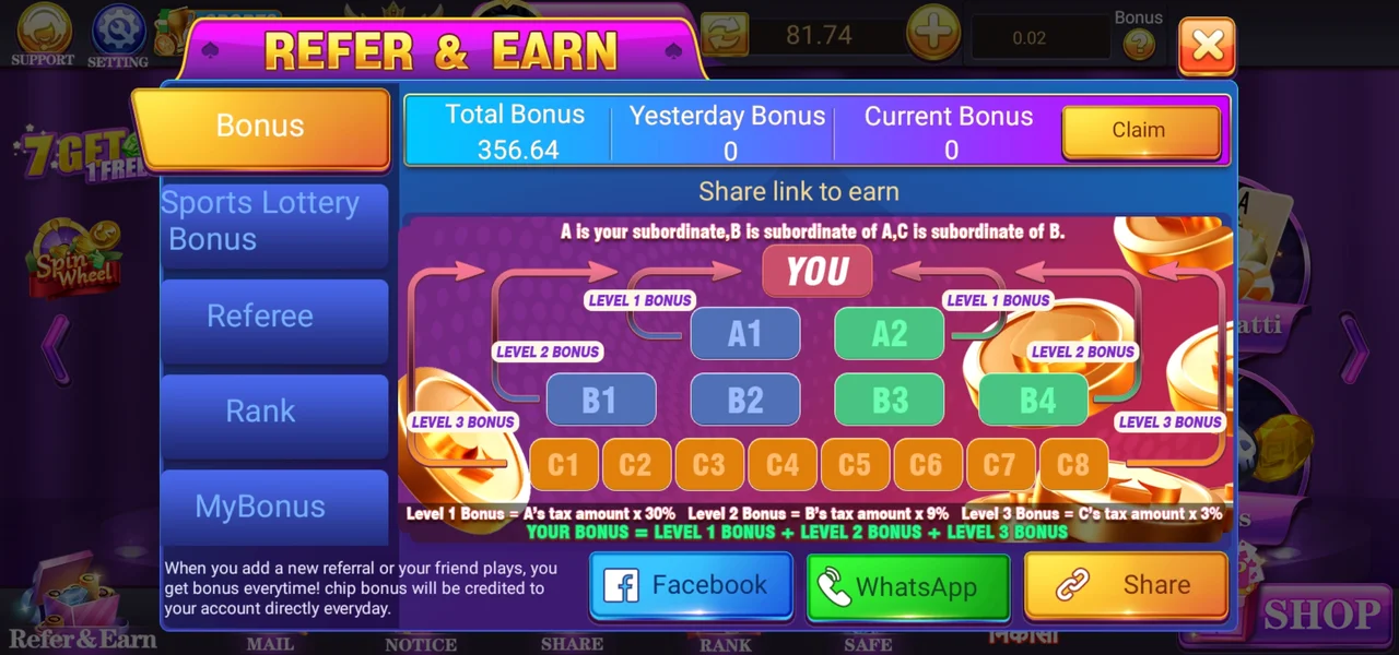 Teen Patti Club Refer Earn