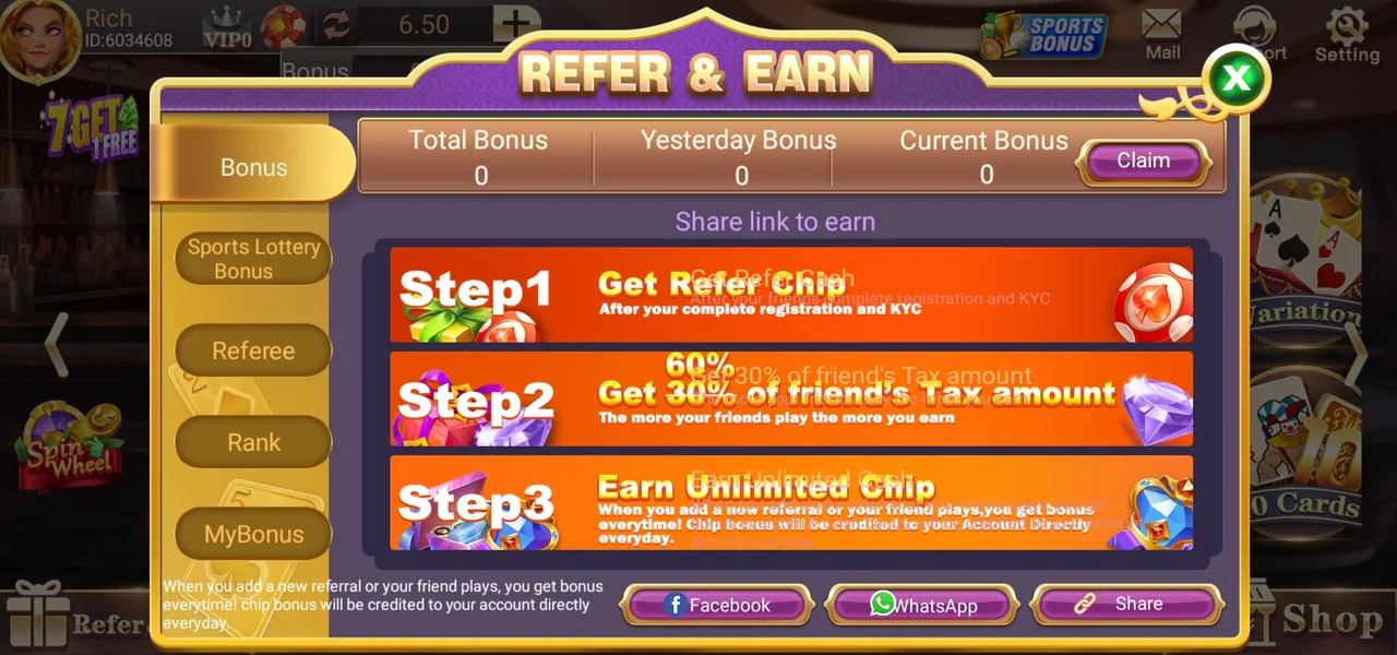 Teen Patti Rich Refer Earn